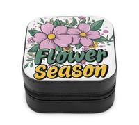 Jubonexis Piccola scatola di gioielli rosa stagione dei fiori portatile PU pelle mini display scatole di immagazzinaggio scatole di viaggio gioielli caso per le donne