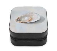Jubonexis Piccola scatola portagioie aperta con una grande perla all'interno in pelle PU portatile mini display scatole porta gioielli da viaggio per donne