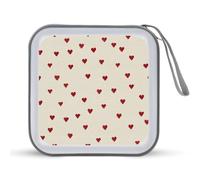 Jubonexis Piccolo cuore rosso su beige custodia CD DVD custodia portatile per auto casa viaggio