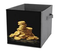 Jubonexis Piccolo mucchio di monete d'oro pirata cubi cubi portaoggetti cubi portaoggetti pieghevoli decorativi in tessuto cestini portaoggetti per la casa con manici per scaffali, armadio, 27 x 27 cm