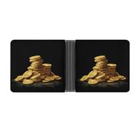 Jubonexis Piccolo mucchio di monete d'oro pirata in morbida pelle PU portafoglio bifold portamonete porta carte di credito custodia durevole sottile per uomini donne denaro deposito