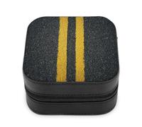 Jubonexis Piccolo portagioie asfalto con linee gialle portatile in pelle PU mini display scatole porta gioielli da viaggio per le donne