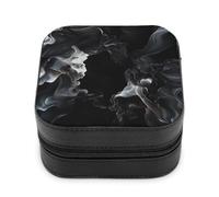 Jubonexis Piccolo portagioie astratto nero con fumo portatile in pelle PU mini display scatole porta gioielli da viaggio per donne