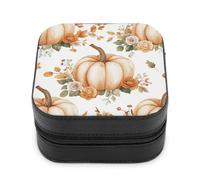 Jubonexis Piccolo portagioie autunnale con fiori pastello, in pelle PU, portatile, mini espositore, da viaggio, per donne