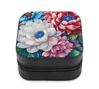 Jubonexis Piccolo portagioie bello grande rosso blu bianco fiori portatili in pelle PU mini display scatole porta gioielli da viaggio per donne