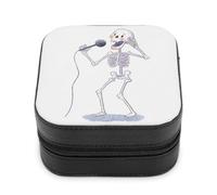 Jubonexis Piccolo portagioie carino bianco scheletro canto portatile in pelle PU mini display scatole porta gioielli da viaggio per donne