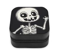 Jubonexis Piccolo portagioie carino scheletro dei cartoni animati portatile in pelle PU mini display scatole portaoggetti da viaggio gioielli per le donne