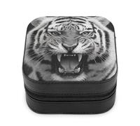 Jubonexis Piccolo portagioie con testa di tigre, portatile, in pelle PU, mini espositore, da viaggio, per donne