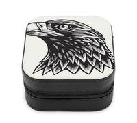 Jubonexis Piccolo portagioie in bianco e nero testa di aquila portatile in pelle PU mini display scatole porta gioielli da viaggio per le donne
