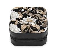 Jubonexis Piccolo portagioie modello di crisantemi e gigli portatile in pelle PU mini display scatole porta gioielli da viaggio per donne