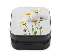 Jubonexis Piccolo portagioie semplice bianco margherite portatile in pelle PU mini display scatole di immagazzinaggio di stoccaggio scatole di viaggio gioielli caso per le donne