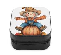 Jubonexis Piccolo portagioie spaventapasseri seduto sulla parte superiore della zucca portatile in pelle PU mini display scatole porta gioielli da viaggio per donne