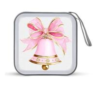 Jubonexis Pink Christmas Bell con fiocco CD DVD custodia portatile per auto casa viaggio