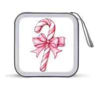 Jubonexis Pink Christmas Candy Cane CD Custodia DVD Storage Case Portatile per Auto Casa Viaggio