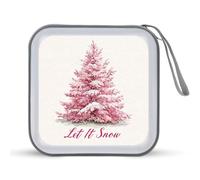 Jubonexis Pink Christmas Tree Let It Snow - Custodia portatile per CD e DVD, motivo: albero di Natale