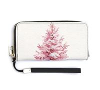 Jubonexis Pink Christmas Tree Let It Snow, pochette lunga in pelle PU, portamonete, porta carte di credito, porta carte di credito e denaro per donne e uomini