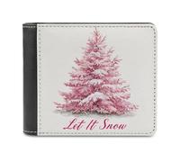 Jubonexis Pink Christmas Tree Let It Snow, portafoglio bifold in morbida pelle PU, portamonete, porta carte di credito, porta carte di credito sottile, per uomini e donne