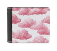 Jubonexis Pink Clouds - Portafoglio bifold in morbida pelle PU, portamonete, porta carte di credito, sottile, per uomini e donne