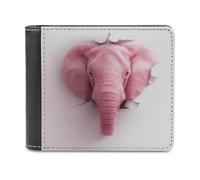 Jubonexis Pink Elephant - Portafoglio bifold in morbida pelle PU, portamonete, porta carte di credito, sottile, per uomini e donne