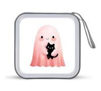 Jubonexis Pink Ghost Holding A Black Cat Custodia CD DVD Custodia Portatile per Auto Casa Viaggio