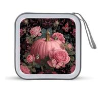 Jubonexis Pink Pumpkin Rose and Butterflies CD Case DVD Storage Case Portable per auto casa viaggio