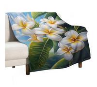 Jubonexis Plumeria - Coperta anti-pelucchi con motivo floreale, comoda e resistente, per camera da letto, soggiorno, divano, letto, 127 x 152,4 cm