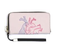 Jubonexis Pochette in pelle PU a forma di cuore lineare minimale, portafoglio bifold lungo, portamonete, porta carte di credito, porta carte di credito per donne e uomini