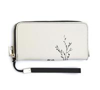 Jubonexis Pochette in pelle PU con uccellini minimalisti sul ramo in inverno portafoglio lungo bifold, portamonete porta carte di credito, porta carte di credito resistente per donne e uomini