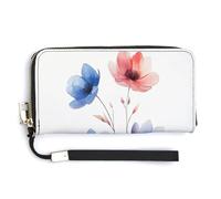 Jubonexis Pochette lunga in pelle ecologica in poliuretano con fiori ad acquerello, portamonete, porta carte di credito, porta carte di credito e denaro per donne e uomini