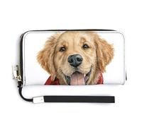 Jubonexis Pochette lunga in pelle PU con cucciolo di Golden Retriever acquerello, portamonete, porta carte di credito, porta carte di credito e denaro per donne e uomini