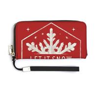 Jubonexis Pochette lunga in pelle PU con fiocco di neve bianco Let it Snow, portamonete e carte di credito, porta carte di credito e denaro per donne e uomini