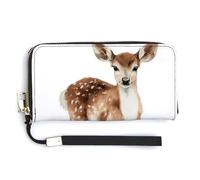Jubonexis Pochette lunga in pelle PU con motivo di cervo ad acquerello, portamonete, porta carte di credito, porta carte di credito e soldi, per donne e uomini