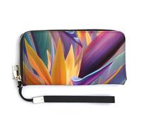 Jubonexis Pochette lunga in pelle PU con motivo uccello del paradiso, portamonete, porta carte di credito, porta carte di credito e denaro per donne e uomini