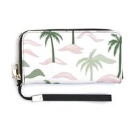 Jubonexis Pochette lunga in pelle PU con palme e piccole isole, portamonete e carte di credito, porta carte di credito e denaro per donne e uomini