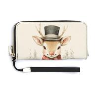 Jubonexis Pochette lunga in pelle PU vintage con renna natalizia Let It Snow, portamonete e carte di credito, porta carte di credito e denaro per donne e uomini