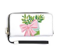 Jubonexis Pochette lunga in pelle sintetica con fiocco rosa ad acquerello, portamonete, porta carte di credito, porta carte di credito e soldi, per donne e uomini