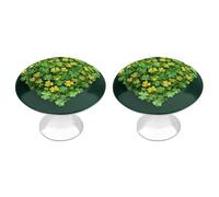 Jubonexis Pomelli rotondi a forma di cuore a forma di trifoglio su fondo verde scuro per cassetti e armadietti, con viti, 2 pezzi, per cassetti, cassettiera, decorazione per armadio, casa, ufficio