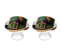 Jubonexis Pomelli rotondi a forma di leprechaun, color oro, verde e viola, con viti, 2 pezzi, pomelli per cassettiera, decorazione per armadio, casa, ufficio, cucina