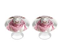 Jubonexis Pomelli rotondi a forma di mucca con cappello da cowboy rosa, maniglie con viti, 2 pezzi, pomelli per cassettiera, decorazione per armadio, casa, ufficio, cucina