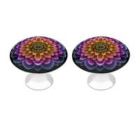 Jubonexis Pomelli rotondi colorati con fiori hippy a margherita per cassetti e armadietti, con viti, 2 pezzi, pomelli per cassetti e comò, decorazione per armadio, casa, ufficio, cucina