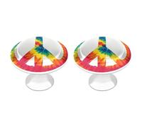 Jubonexis Pomelli rotondi colorati con simbolo della pace, con viti, 2 pezzi, per cassetti, cassettiere, credenze, armadi, casa, ufficio, cucina