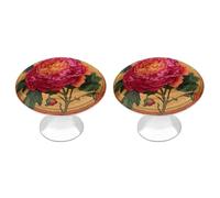 Jubonexis Pomelli rotondi con petali di peonia rosa floreale con viti, 2 pezzi, pomelli per cassetti e comò, decorazione per armadio, casa, ufficio, cucina
