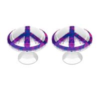 Jubonexis Pomelli rotondi con simbolo della pace viola, per cassetti e armadietti, con viti, 2 pezzi, pomelli per cassetti, cassettiera, decorazione per armadio, casa, ufficio, cucina