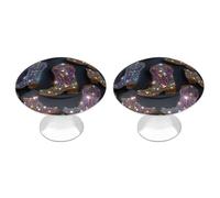 Jubonexis Pomelli rotondi con strass Cowboy Wild West anni '80 per cassetti e armadietti, con viti, 2 pezzi, pomelli per cassettiera, decorazione per armadio, casa, ufficio, cucina