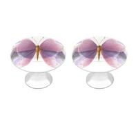 Jubonexis Pomelli rotondi con viti, 2 pezzi, per cassetti e cassettiere, con motivo a farfalla, colore: rosa pastello e lavanda, decorazione per armadio, casa, ufficio, cucina