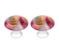 Jubonexis Pomelli rotondi con viti, motivo alberi di pino rosa e arancione, 2 pezzi, decorazione per armadio, armadio, casa, ufficio, cucina