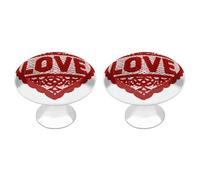 Jubonexis Pomelli rotondi in pizzo rosso con parole d'amore, per cassetti, armadietti, maniglie con viti, 2 pezzi, per cassetti, cassettiera, decorazione per armadio, casa, ufficio, cucina