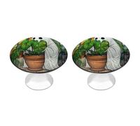 Jubonexis Pomelli rotondi in vetro colorato bianco con fantasma in vaso per cassetti e armadietti, maniglie con viti, 2 pezzi, pomello per cassettiera, decorazione per armadio, casa, ufficio, cucina