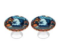 Jubonexis Pomelli rotondi in vetro colorato con fantasma che legge in poltrona, per cassetti, armadietti, maniglie con viti, 2 pezzi, pomello per cassettiera, decorazione per armadio, casa, ufficio