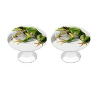 Jubonexis Pomelli rotondi minimalisti a forma di rana ad acquerello, con viti, 2 pezzi, per cassetti e comò, decorazione per armadio, casa, ufficio, cucina